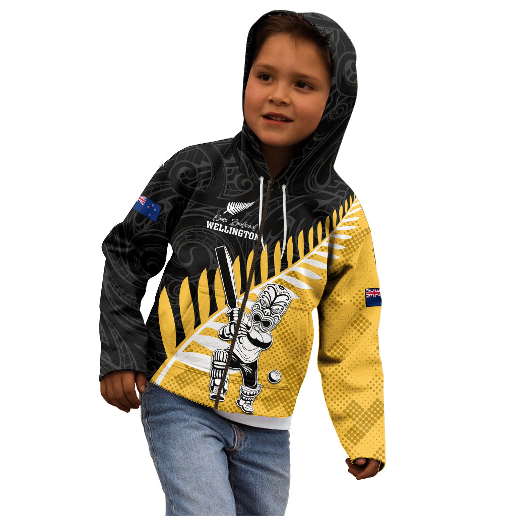 Custom New Zealand Wellington Cricket Kid Hoodie With Maori Pattern LT05 - Polynesian Pride