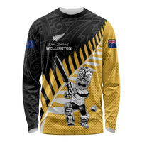 Custom New Zealand Wellington Cricket Long Sleeve Shirt With Maori Pattern LT05 Unisex Yellow - Polynesian Pride