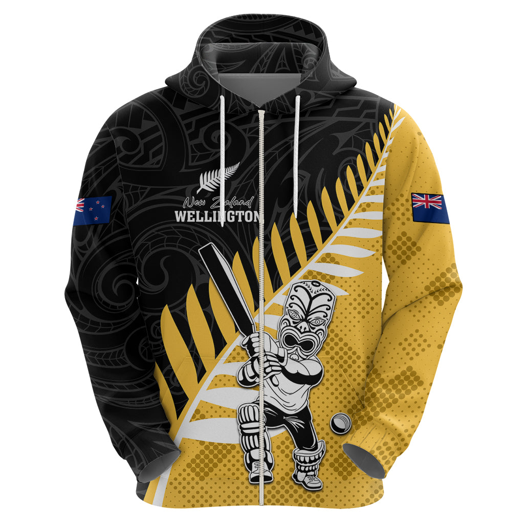 Custom New Zealand Wellington Cricket Zip Hoodie With Maori Pattern LT05 - Polynesian Pride