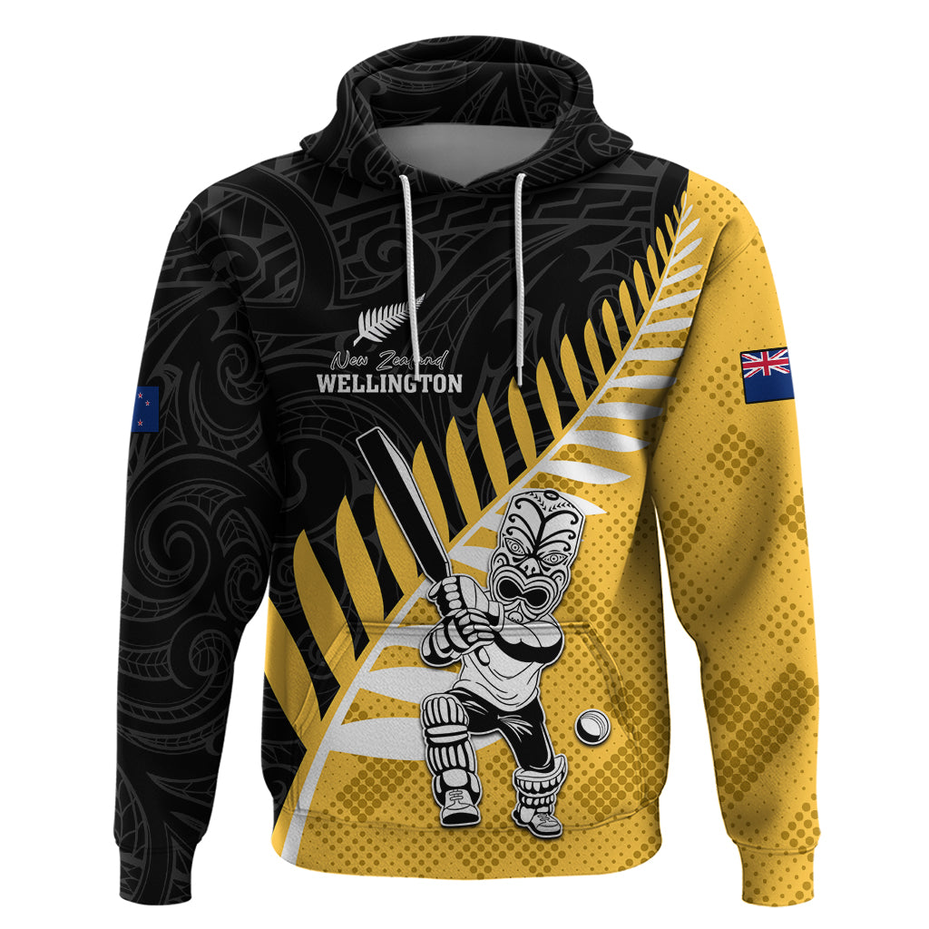 Custom New Zealand Wellington Cricket Zip Hoodie With Maori Pattern LT05 Pullover Hoodie Yellow - Polynesian Pride