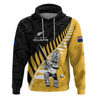 Custom New Zealand Wellington Cricket Zip Hoodie With Maori Pattern LT05 Pullover Hoodie Yellow - Polynesian Pride