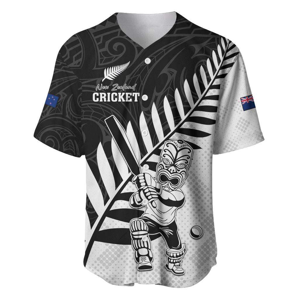 Custom New Zealand Cricket Baseball Jersey With Maori Pattern LT05 Black - Polynesian Pride