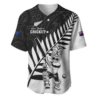 Custom New Zealand Cricket Baseball Jersey With Maori Pattern LT05 Black - Polynesian Pride