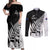 Custom New Zealand Cricket Couples Matching Off Shoulder Maxi Dress and Long Sleeve Button Shirt With Maori Pattern