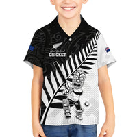 Custom New Zealand Cricket Kid Hawaiian Shirt With Maori Pattern LT05 Kid Black - Polynesian Pride