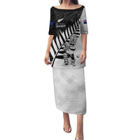 Custom New Zealand Cricket Puletasi With Maori Pattern LT05 Long Dress Black - Polynesian Pride