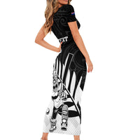 Custom New Zealand Cricket Short Sleeve Bodycon Dress With Maori Pattern LT05 - Polynesian Pride