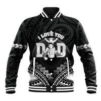 Personalised Happy Father's Day Baseball Jacket I Love You Dad Polynesian Style LT05 Unisex Black - Polynesian Pride