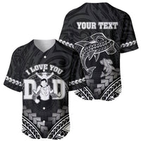 Personalised Happy Father's Day Baseball Jersey I Love You Dad Polynesian Style LT05 - Polynesian Pride