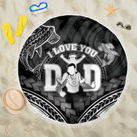 Happy Father's Day Beach Blanket I Love You Dad Polynesian Style LT05 One Size 150cm Black - Polynesian Pride