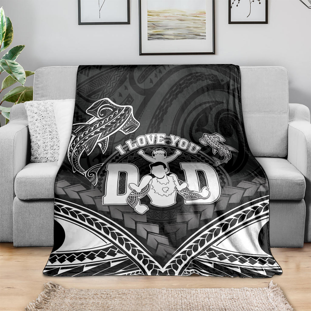 Happy Father's Day Blanket I Love You Dad Polynesian Style LT05 - Polynesian Pride