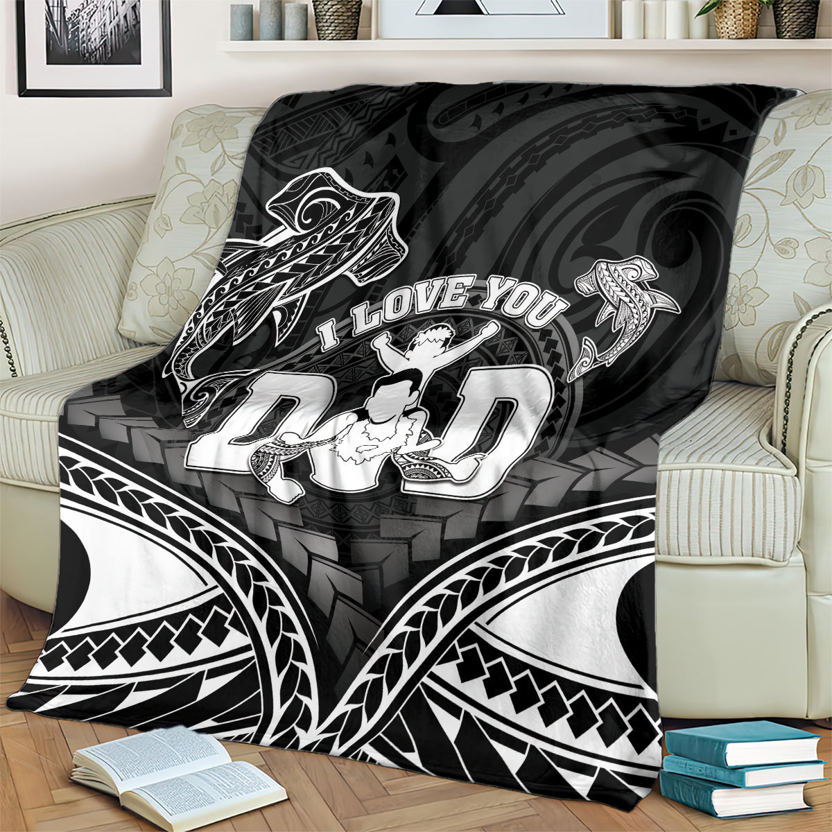 Happy Father's Day Blanket I Love You Dad Polynesian Style LT05 - Polynesian Pride