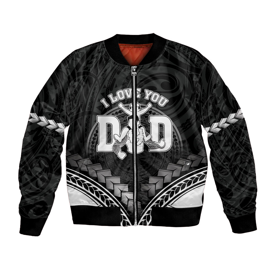 Personalised Happy Father's Day Bomber Jacket I Love You Dad Polynesian Style LT05 Unisex Black - Polynesian Pride