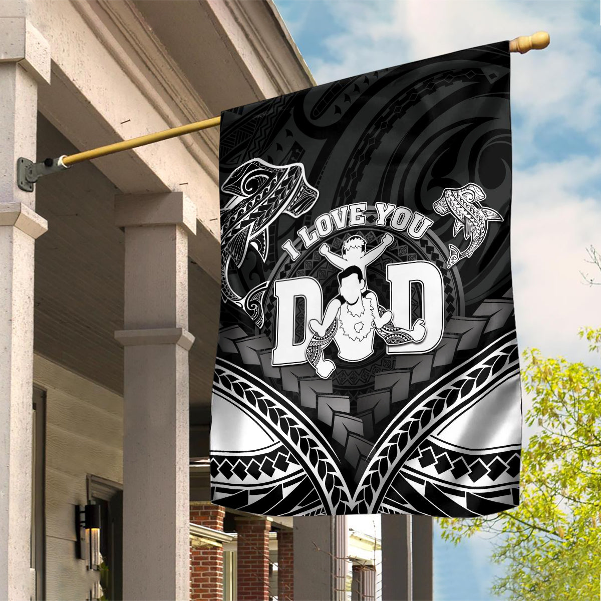 Happy Father's Day Garden Flag I Love You Dad Polynesian Style LT05 House Flag Black - Polynesian Pride
