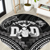 Happy Father's Day Round Carpet I Love You Dad Polynesian Style LT05 Black - Polynesian Pride