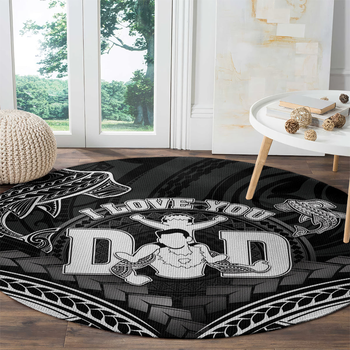 Happy Father's Day Round Carpet I Love You Dad Polynesian Style LT05 - Polynesian Pride
