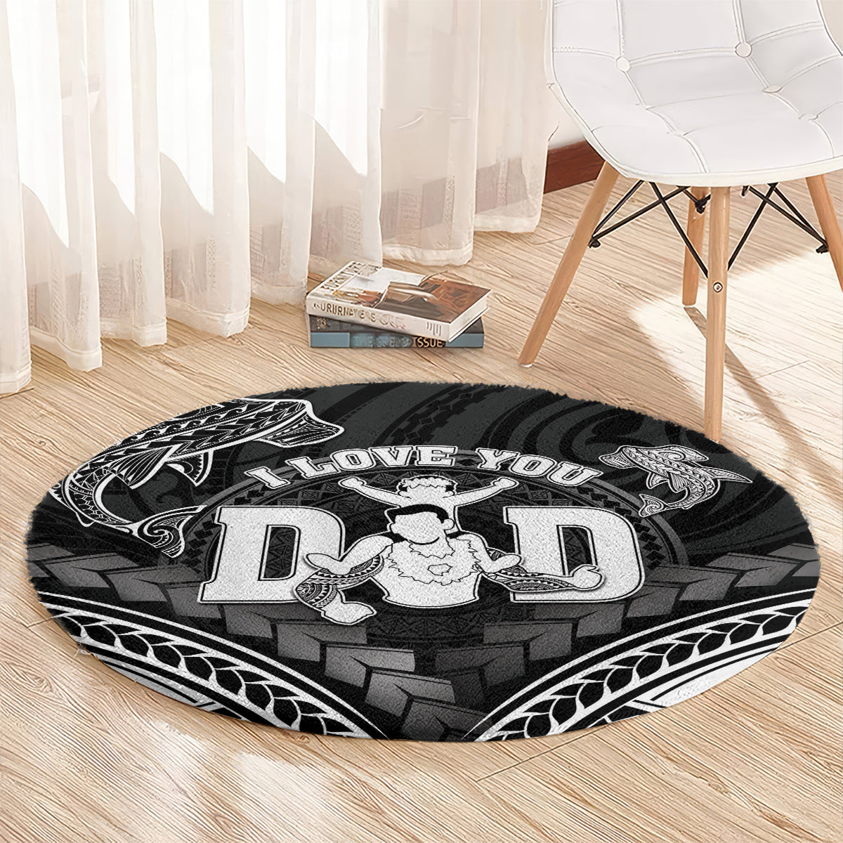 Happy Father's Day Round Carpet I Love You Dad Polynesian Style LT05 - Polynesian Pride