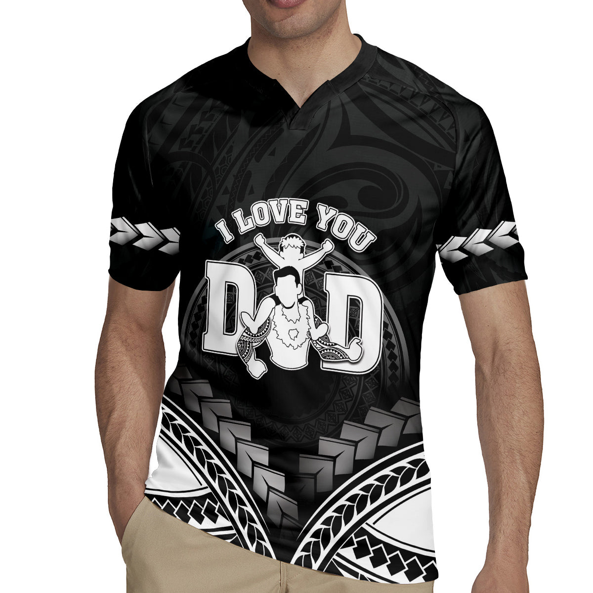 Personalised Happy Father's Day Rugby Jersey I Love You Dad Polynesian Style LT05 - Polynesian Pride