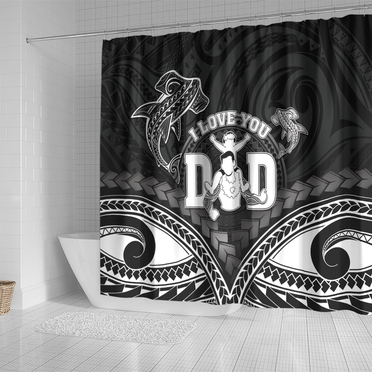 Happy Father's Day Shower Curtain I Love You Dad Polynesian Style LT05 - Polynesian Pride