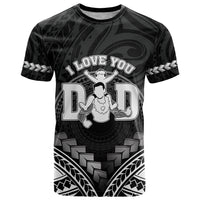 Personalised Happy Father's Day T Shirt I Love You Dad Polynesian Style LT05 Black - Polynesian Pride
