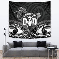 Happy Father's Day Tapestry I Love You Dad Polynesian Style LT05 Black - Polynesian Pride