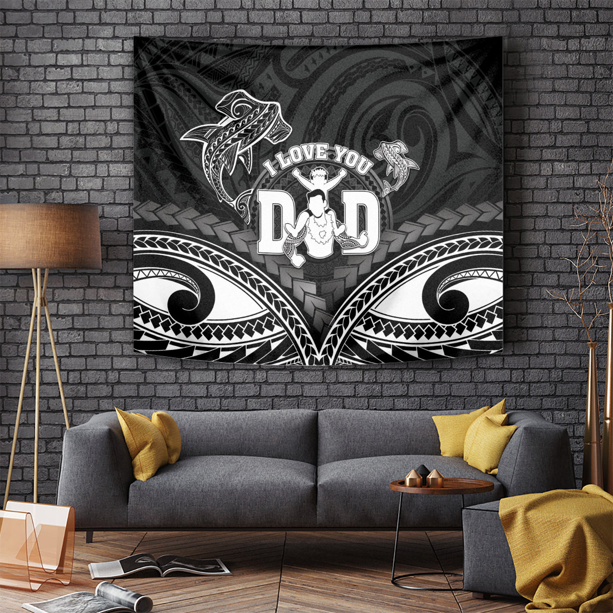 Happy Father's Day Tapestry I Love You Dad Polynesian Style LT05 - Polynesian Pride