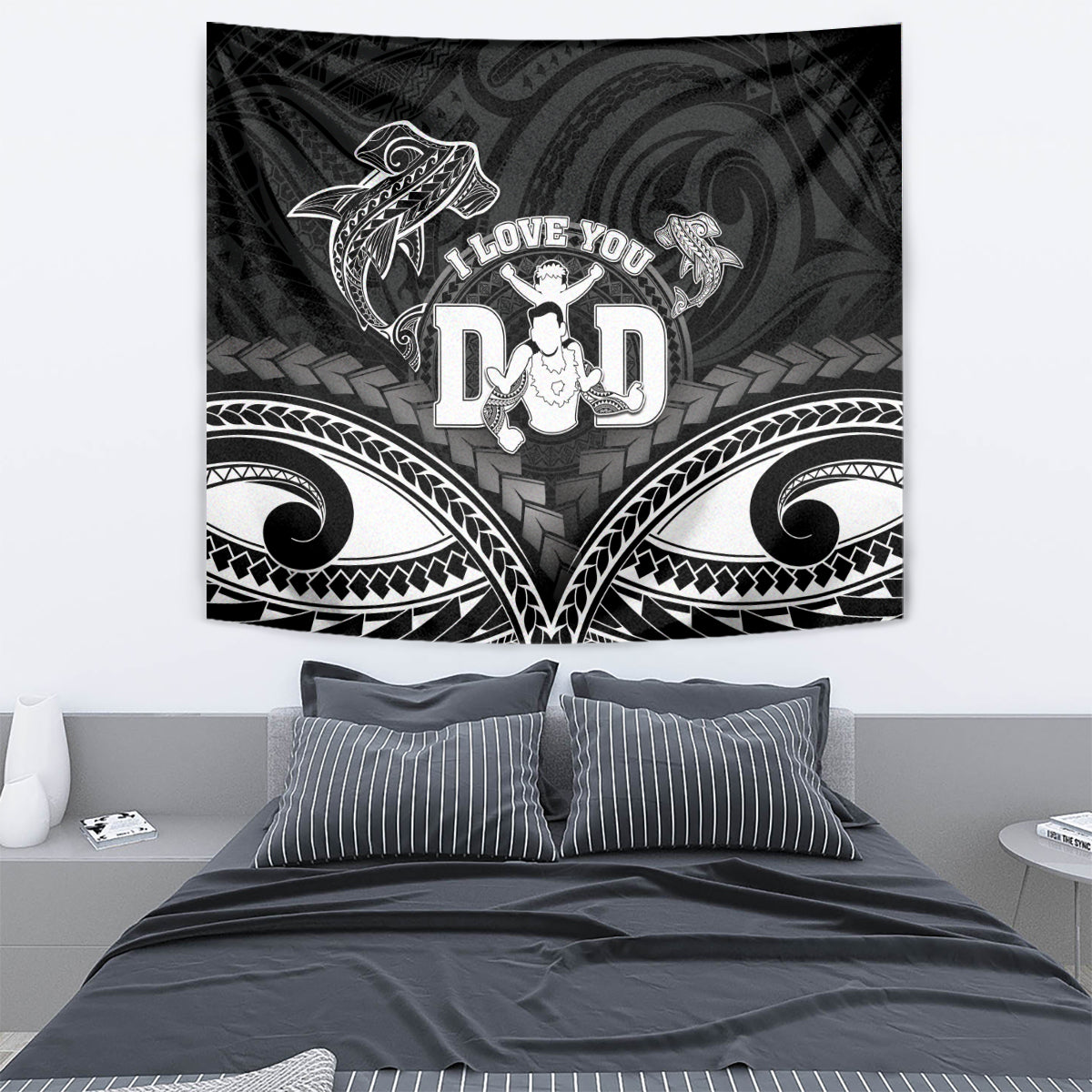 Happy Father's Day Tapestry I Love You Dad Polynesian Style LT05 - Polynesian Pride