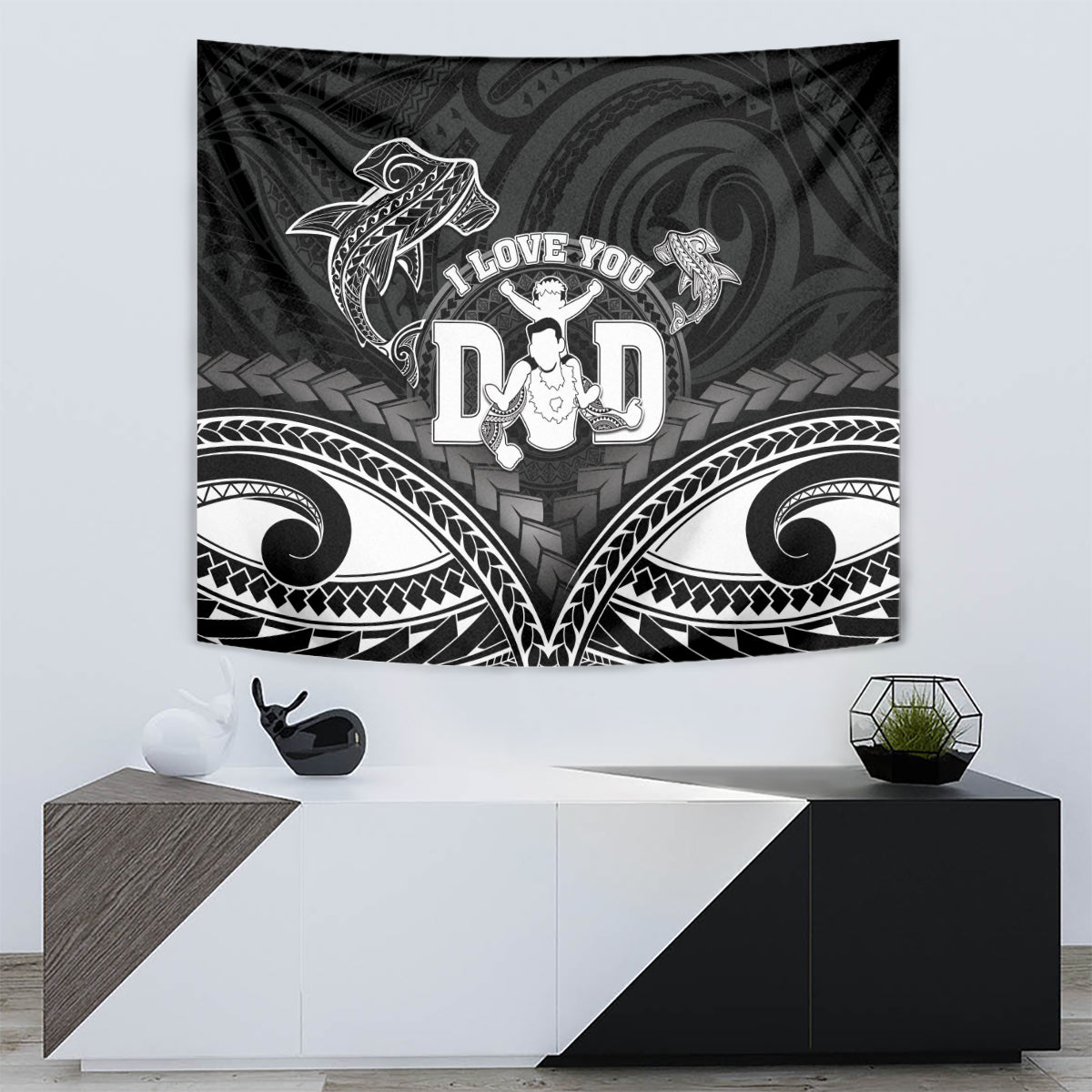 Happy Father's Day Tapestry I Love You Dad Polynesian Style LT05 - Polynesian Pride