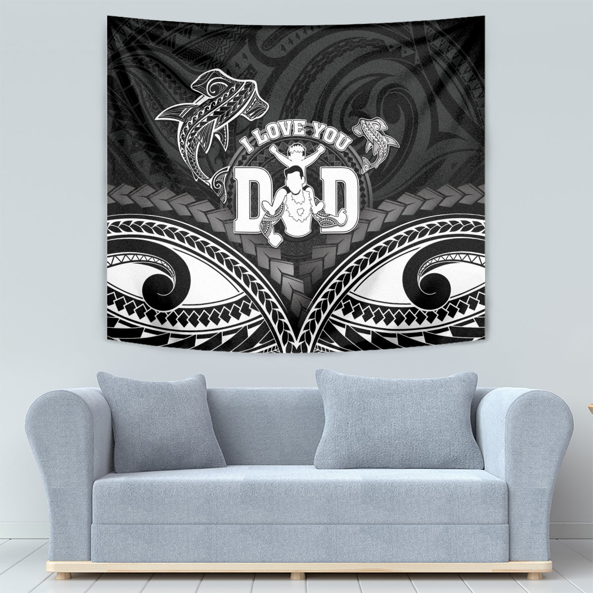 Happy Father's Day Tapestry I Love You Dad Polynesian Style LT05 - Polynesian Pride