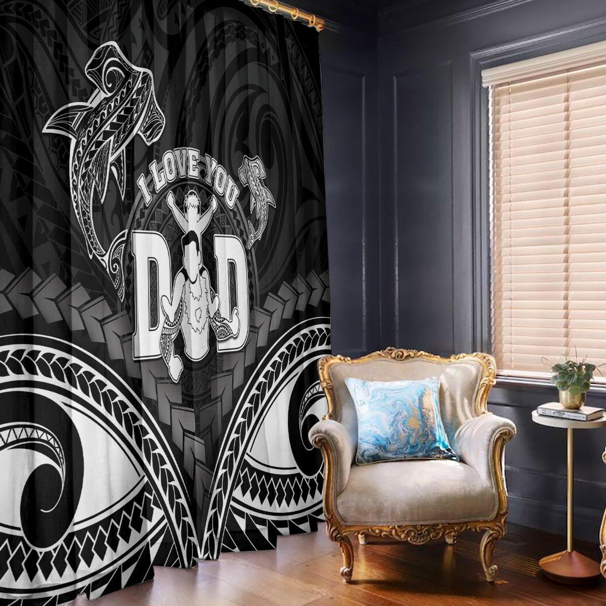 Happy Father's Day Window Curtain I Love You Dad Polynesian Style LT05 - Polynesian Pride
