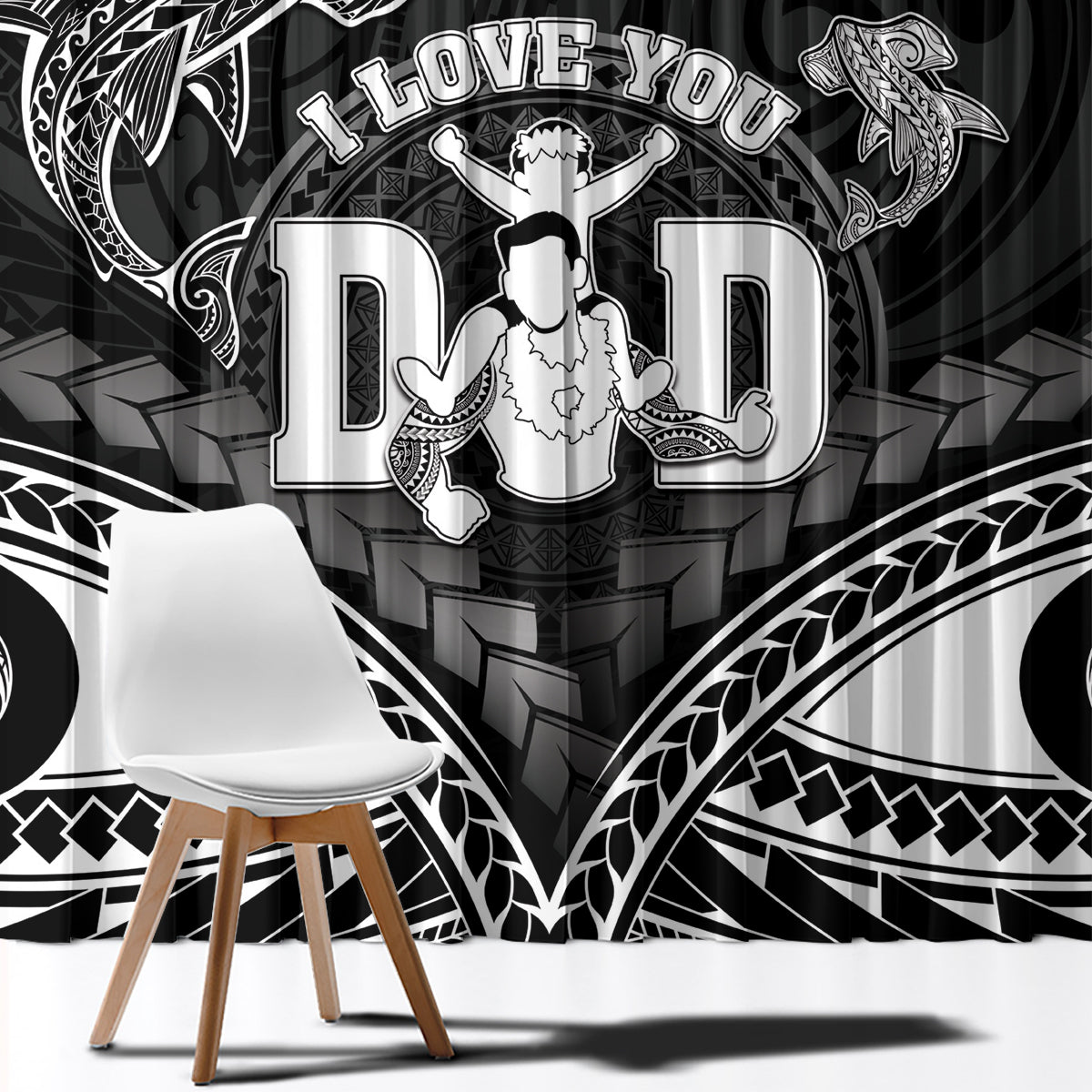 Happy Father's Day Window Curtain I Love You Dad Polynesian Style LT05 - Polynesian Pride