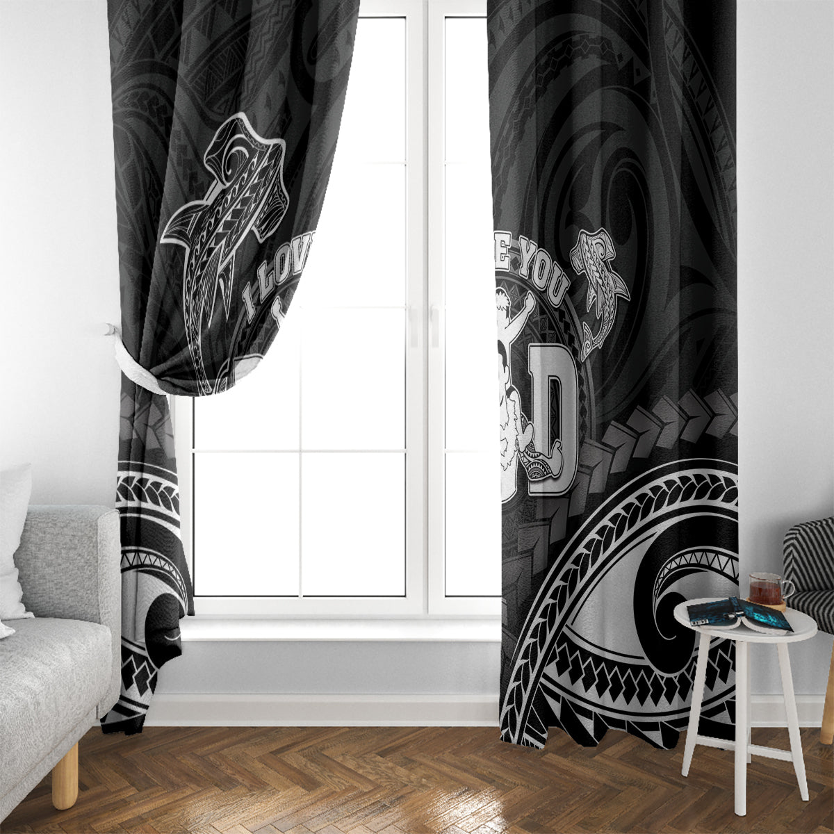 Happy Father's Day Window Curtain I Love You Dad Polynesian Style LT05 - Polynesian Pride