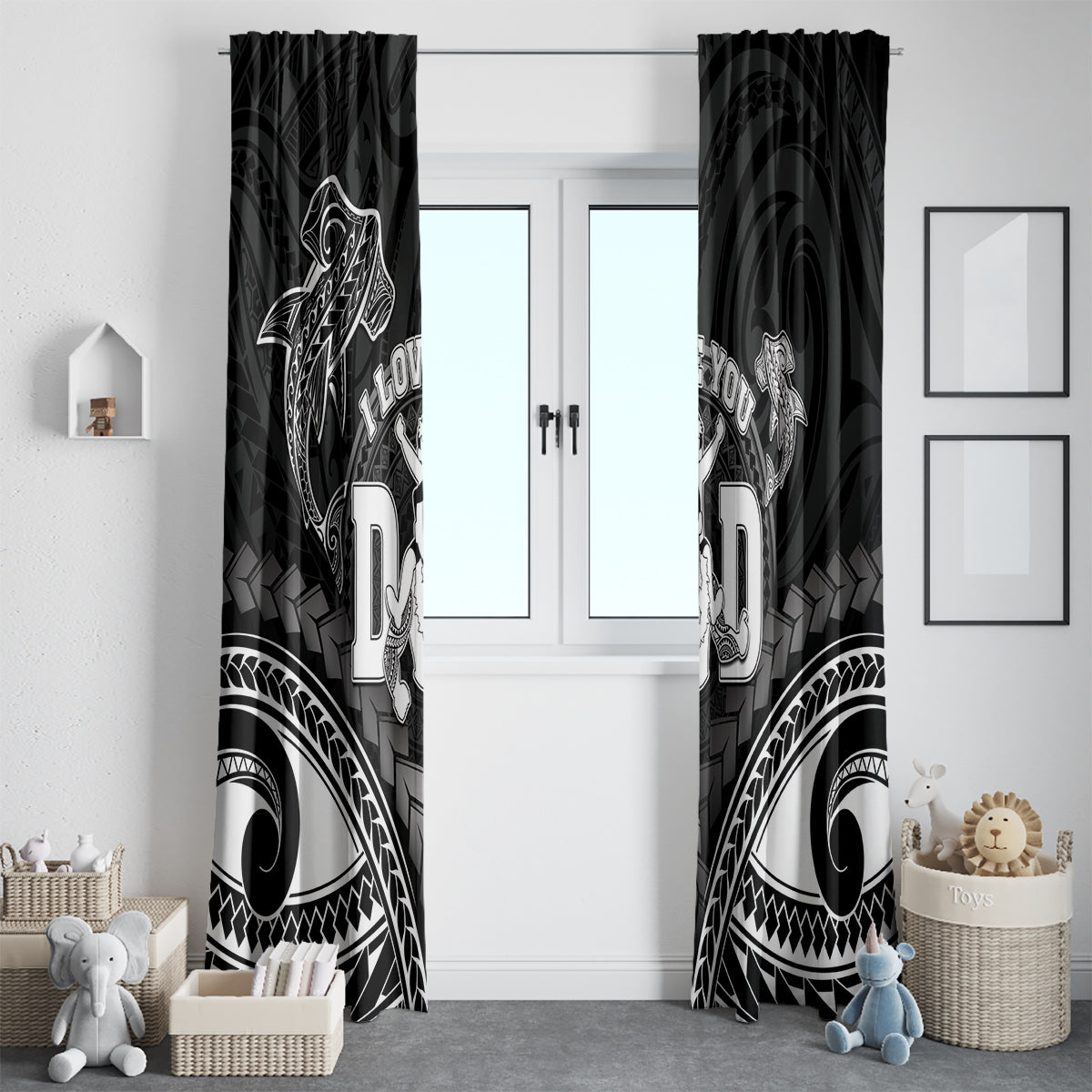Happy Father's Day Window Curtain I Love You Dad Polynesian Style LT05 - Polynesian Pride