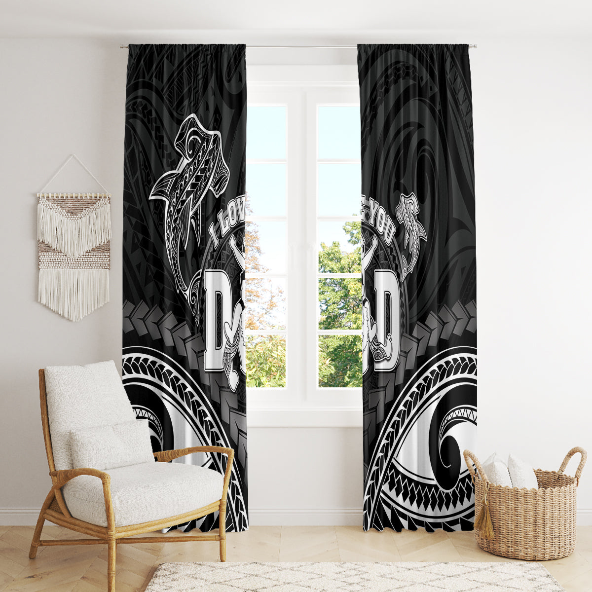 Happy Father's Day Window Curtain I Love You Dad Polynesian Style LT05 - Polynesian Pride