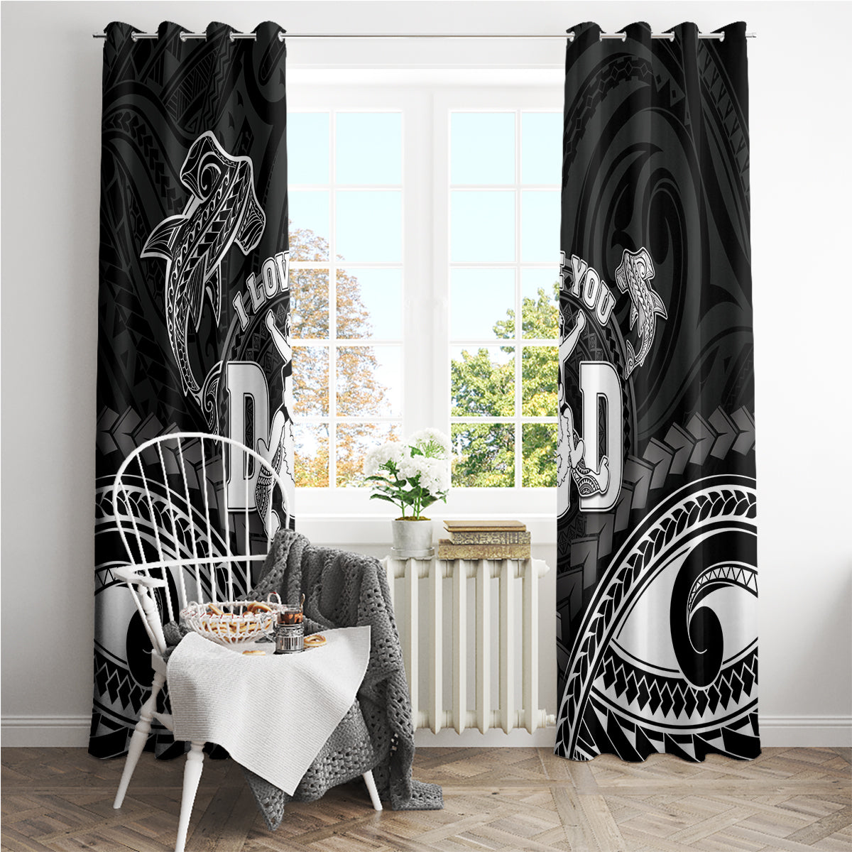Happy Father's Day Window Curtain I Love You Dad Polynesian Style LT05 - Polynesian Pride