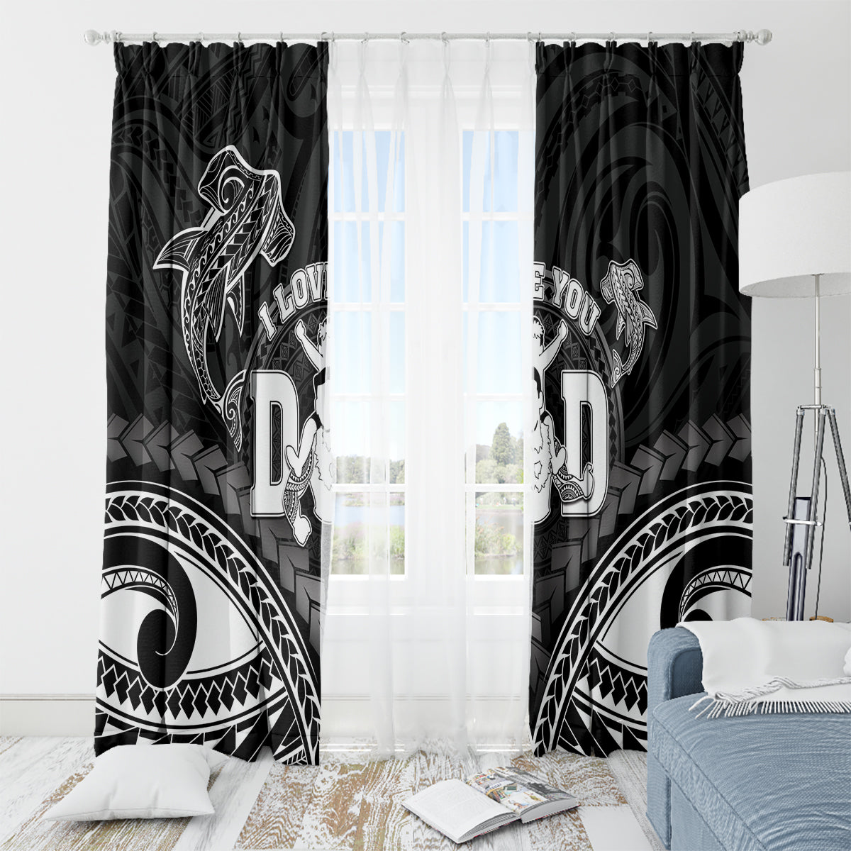 Happy Father's Day Window Curtain I Love You Dad Polynesian Style LT05 - Polynesian Pride