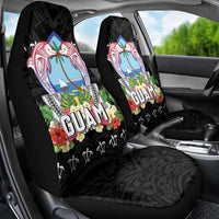 Guam Chamorro Car Seat Cover Tribal Latte Stone With Dolphins Black LT05 - Polynesian Pride