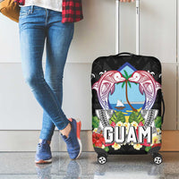 Guam Chamorro Luggage Cover Tribal Latte Stone With Dolphins Black LT05 - Polynesian Pride