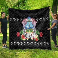 Guam Chamorro Quilt Tribal Latte Stone With Dolphins Black LT05 - Polynesian Pride