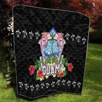 Guam Chamorro Quilt Tribal Latte Stone With Dolphins Black LT05 - Polynesian Pride