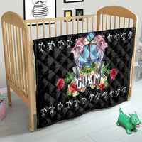 Guam Chamorro Quilt Tribal Latte Stone With Dolphins Black LT05 - Polynesian Pride