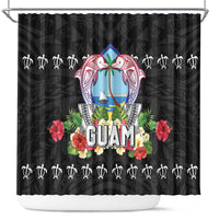 Guam Chamorro Shower Curtain Tribal Latte Stone With Dolphins Black LT05 Black - Polynesian Pride
