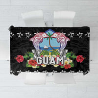 Guam Chamorro Tablecloth Tribal Latte Stone With Dolphins Black LT05 Black - Polynesian Pride