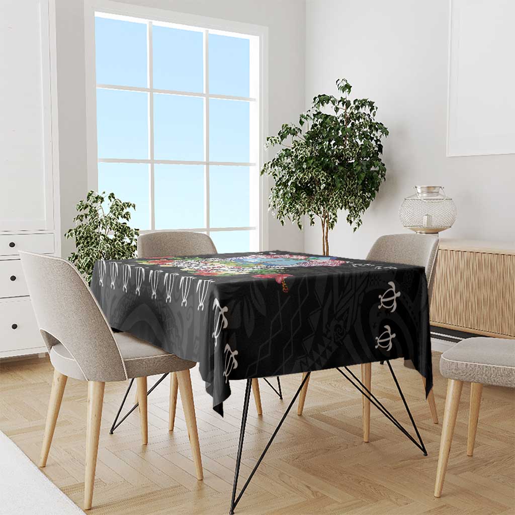 Guam Chamorro Tablecloth Tribal Latte Stone With Dolphins Black LT05 - Polynesian Pride