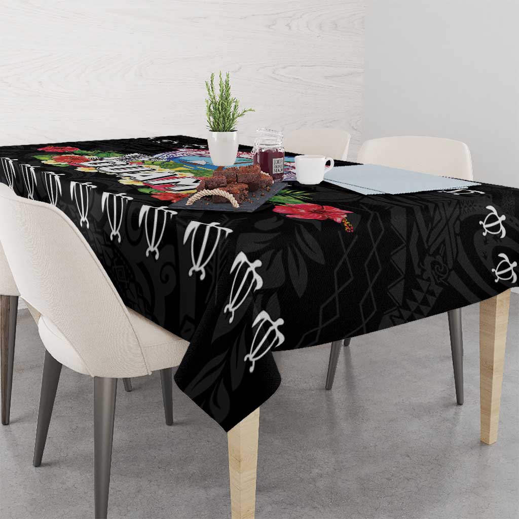 Guam Chamorro Tablecloth Tribal Latte Stone With Dolphins Black LT05 - Polynesian Pride