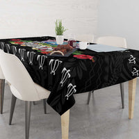 Guam Chamorro Tablecloth Tribal Latte Stone With Dolphins Black LT05 - Polynesian Pride