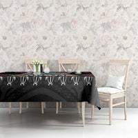 Guam Chamorro Tablecloth Tribal Latte Stone With Dolphins Black LT05 - Polynesian Pride