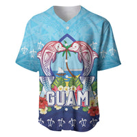 Guam Chamorro Baseball Jersey Tribal Latte Stone With Dolphins Blue LT05 Blue - Polynesian Pride