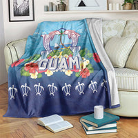 Guam Chamorro Blanket Tribal Latte Stone With Dolphins Blue LT05 Blue - Polynesian Pride