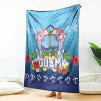 Guam Chamorro Blanket Tribal Latte Stone With Dolphins Blue LT05 - Polynesian Pride
